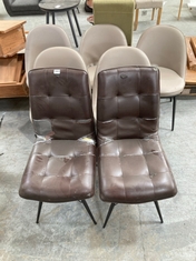 7 X ASSORTED CHAIRS TO INCLUDE 4 X QUEBEC TAUPE FAUX LEATHER CURVED DINING CHAIR RRP £155