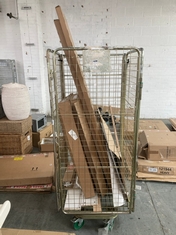 CAGE OF ASSORTED ITEMS TO INCLUDE JOHN LEWIS WHITE WOODEN FURNITURE (PARTS) (CAGE NOT INCLUDED) (KERBSIDE PALLET DELIVERY) (KERBSIDE PALLET DELIVERY)