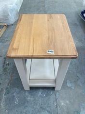 HENLEY NATURAL OAK AND AND STONE PAINTED SIDE TABLE - ITEM NO. HNL009 - RRP £380