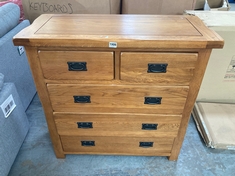 ORIGINAL RUSTIC SOLID OAK 5 DRAWER CHEST - ITEM NO. RUS06 - RRP £450