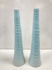 2 X STONE THE CROWS LARGE STEM VASE - PASTEL MINT - SKU: 676086 - TOTAL RRP £100