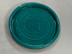 2 X STONE THE CROWS SMALL ROUND PLATTER - BRIGHT TEAL - SKU: 675710 - TOTAL RRP £90