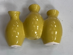 12 X STONE THE CROWS TRIPLE VASE - YELLOW - SKU: 226613 - TOTAL RRP £108