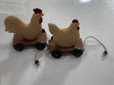 12 X STONE THE CROWS LG.PAIR OF COCK & HEN ON WHEELS - SKU: 353030 - TOTAL RRP £228