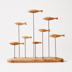 6 X STONE THE CROWS 8 SWIMMING FISH ON DRIFTWOOD BASE - SKU: 052356 - TOTAL RRP £198