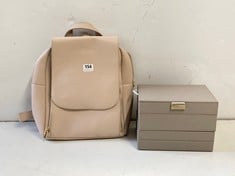 STACKERS PLAIN LAPTOP BACKPACK - BLUSH PINK TO INCLUDE STACKERS JEWELLERY BOX IN GREY - TOTAL RRP £150