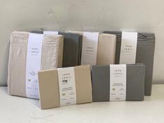 4 X JOHN LEWIS WASHED COTTON DEEP FITTED SHEET - KING - GREY AND BEIGE TO INCLUDE 2 X JOHN LEWIS 2 WASHED COTTON STANDARD PILLOWCASES - GREY AND BEIGE