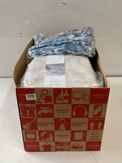 BOX OF ASSORTED BEDDING ITEMS TO INCLUDE JOHN LEWIS ANYDAY POLYCOTTON DUVET SET - DUCKEGG - KING SIZE