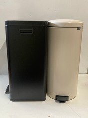 BRABANTIA 30L NEWICON PEDAL BIN - SOFT BEIGE TO INCLUDE JOHN LEWIS 60L 2-SECTION RECYCLING BIN IN BLACK