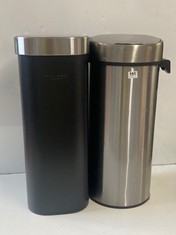 2 X JOHN LEWIS 40L TOUCH BINS - STAINLESS STEEL AND BLACK