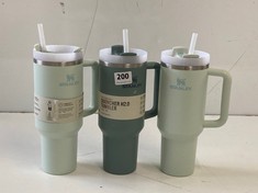 3 X STANLEY QUENCHER H2.0 TUMBLER - MIXED COLOURS - MINT GREEN / GREEN