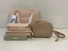 5 X ASSORTED BAGS/ITEMS TO INCLUDE STACKERS MULTI WEAR LAPTOP HANDBAG - BLUSH