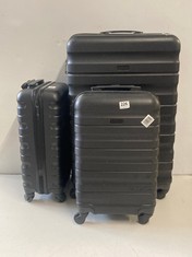 JOHN LEWIS LARGE HARD SHELL SUITCASE IN BLACK TO INCLUDE 2 X JOHN LEWIS SMALL HARD SHELL SUITCASES IN BLACK