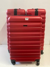 3 X JOHN LEWIS HARD SHELL SUITCASES IN RED - MEDIUM / LARGE