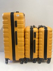 3 X JOHN LEWIS HARD SHELL SUITCASES IN YELLOW - SMAL AND LARGE