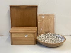 4 X ASSORTED ITEMS TO INCLUDE JOHN LEWIS MANGO WOOD BOWL