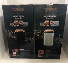 2 X TOWER ROSE GOLD EDITION 58L SQUARE SENSOR BIN