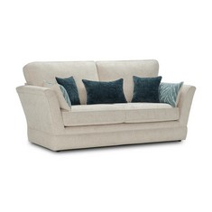 CARRINGTON 3 SEATER SOFA NATURAL WITH TEAL CUSHIONS - RRP £1099