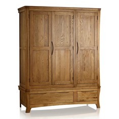 ORRICK RUSTIC SOLID OAK TRIPLE WARDROBE - RRP £1449