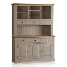 ST. IVES NATURAL SOLID OAK & GREY PAINT LARGE DRESSER - RRP £1249