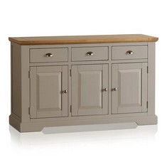 ST. IVES NATURAL SOLID OAK & GREY PAINT LARGE SIDEBOARD - RRP £569