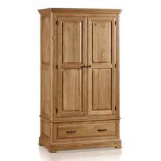 CANTERBURY NATURAL SOLID OAK DOUBLE WARDROBE - RRP £899