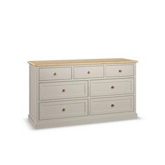 HENLEY NATURAL SOLID OAK & PAINTED 7 DRAWER CHEST - RRP £649