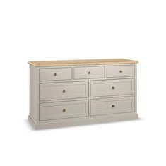 HENLEY NATURAL SOLID OAK & PAINTED 7 DRAWER CHEST - RRP £649