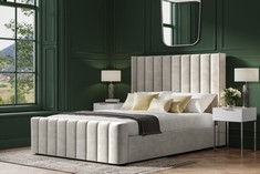 KILW 5FT KING SIZE OTTOMAN BED IN LIGHT GREY VELVET (BOXES 1-4 - COMPLETE SET) RRP- £875 (KERBSIDE PALLET DELIVERY)