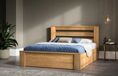 CHARN 4FT 6 DOUBLE SIZE SOLID OAK OTTOMAN BED FRAME (BOXES 1-4 - COMPLETE SET) RRP- £899.00 (KERBSIDE PALLET DELIVERY)