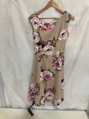 PHASE EIGHT SLEEVELESS DRESS BEIGE FLORAL SIZE 12