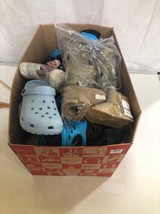 BOX OF ASSORTED CHILDREN'S FOOTWEAR TO INCLUDE SHEEPSKIN BABY BOOTS MINK SIZE XXL