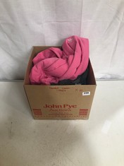 BOX OF ASSORTED ADULT BRANDED CLOTHING TO INCLUDE ADIDAS HOODIE PINK SIZE 10