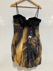 JUST CAVALLI DRESS IN BLACK AND GOLD SIZE EU 44