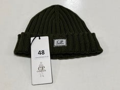 CP COMPANY WOOLEN BEANIE HAT IN BRITISH ARMY GREEN - RRP £105