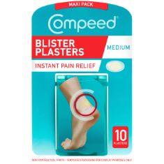 100 X COMPEED MEDIUM SIZE BLISTER PLASTERS, HYDROCOLLOID PLASTERS, FOOT TREATMENT, HEAL FAST, DIMENSIONS: 4.2 CM X 6.8 CM, 10 COUNT (PACK OF 1).