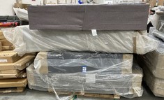 PALLET OF ASSORTED BED PARTS TO INCLUDE BED HEADBOARD IN BLACK (KERBSIDE PALLET DELIVERY)