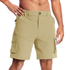 QUANTITY  OF ASSORTED ITEMS TO INCLUDE CARGO SHORTS FOR MEN COMFORTABLE BREATHABLE SHORT CASUAL HIKING SHORTS CLASSIC CHINO SHORT OATMEAL XL BEIGE: LOCATION - A