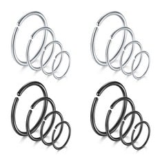 QUANTITY  OF RAJNARD 18G NOSE RINGS HOOP L-SHAPED & C-SHAPED NOSE RINGS PIERCING STAINLESS STEEL NOSE STUDS SCREW TRAGUS CARTILAGE HELIX EAR PIERCING HOOP JEWELRY SET 32PCS ROSEGOLD RRP £177: LOCATIO