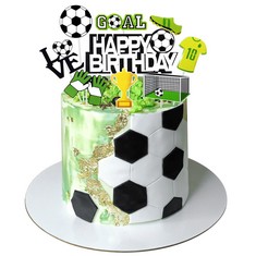 QUANTITY  OF FOOTBALL CAKE TOPPERS SET FOOTBALL CAKE DECORATIONS HAPPY BIRTHDAY SOCCER CAKE TOPPER KIDS CUPCAKE TOPPERS SPORT THEME FOR BOYS MEN FOOTBALLER SOCCER FAN BIRTHDAY CAKE PLUGIN FOOTBALL PA