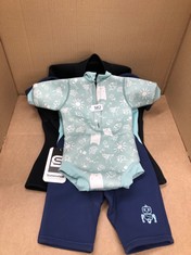 QUANTITY OF ITEMS TO INCLUDE KIDS SWIM SUITS SIZE 6-14 MONTHS: LOCATION - RACK E