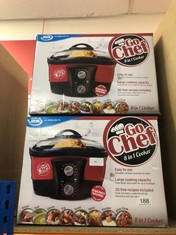 2 X GO CHEF MULTI COOKER - 5L 8 IN 1 ELECTRIC SLOW COOKER POT, ROAST, SLOW COOK, STEAM, POACH, FRY, BOIL, BAKE AND FONDUE - EASY TO USE, NON STICK - GREAT RICE CLLLOOKER AND DEEP FAT FRYE’S: LOCATIO