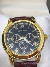 MENS LA BANUS WATCH - GOLD COLOUR CASE - LEATHER STRAP: LOCATION - A RACK