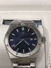 MENS BERNARD REINHARDT WATCH - BLUE DIAL - 316 STAINLESS STEEL CASE & STRAP - SWISS MOVEMENT - SAPPHIRE CRYSTAL - 5 ATM WATER RESISTANT RRP £960: LOCATION - A RACK