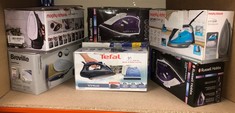 QUANTITY OF ITEMS TO INCLUDE TEFAL STEAM IRON, 90G STEAM BOOST, 2000W, FV1713, VIRTUO / BLACK & BLUE: LOCATION - A RACK