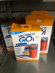 QUANTITY OF ITEMS TO INCLUDE TRAVEL VACUUM & STORAGE BAGS - 2 MEDIUM AND 2 SMALL PACKING BAGS FOR CLOTHES WITH USB POWERED COMPRESSOR AIR PUMP - TRAVEL ESSENTIALS FOR DOUBLING STORAGE SPACE IN SUITCA