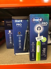 QUANTITY OF ITEMS TO INCLUDE ORAL-B PRO 3 ELECTRIC TOOTHBRUSH FOR ADULTS, 1 3D WHITE TOOTHBRUSH HEAD & TRAVEL CASE, 3 MODES WITH TEETH WHITENING, 2 PIN UK PLUG, 3500, PINK: LOCATION - D RACK