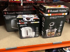 QUANTITY OF ITEMS TO INCLUDE RUSSELL HOBBS DESIRE ELECTRIC FRUIT & VEGETABLE MINI CHOPPER, 1L GLASS BOWL WITH 500ML FOOD CAPACITY & STORAGE LID, DISHWASHER SAFE PARTS, STAINLESS STEEL BLADES, ONE TOU