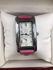 LADIES STOCKWELL WATCH TEXTURED DIAL WITH SUB DIAL MINUTE HAND PINK LEATHER STRAP GIFT BOX INCLUDED: LOCATION - A RACK