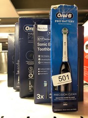 QUANTITY OF ITEMS TO INCLUDE ORAL-B VITALITY PRO ELECTRIC TOOTHBRUSHES ADULTS, MOTHERS DAY GIFTS FOR HER / HIM, 1 HANDLE, 2 TOOTHBRUSH HEADS, 3 BRUSHING MODES INCLUDING SENSITIVE PLUS, 2 PIN UK PLUG,